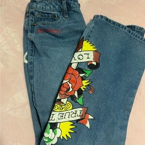 Ed Hardy Blue Graphic Women Jeans
